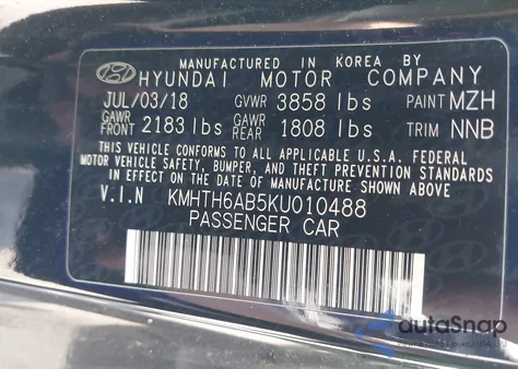 2019 Hyundai Veloster Turbo from USA, damaged, VIN KMHTH6AB5KU010488